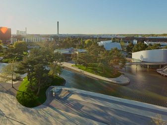 Luftaufnahme der Autostadt in Wolfsburg Luftaufnahme der Autostadt in Wolfsburg